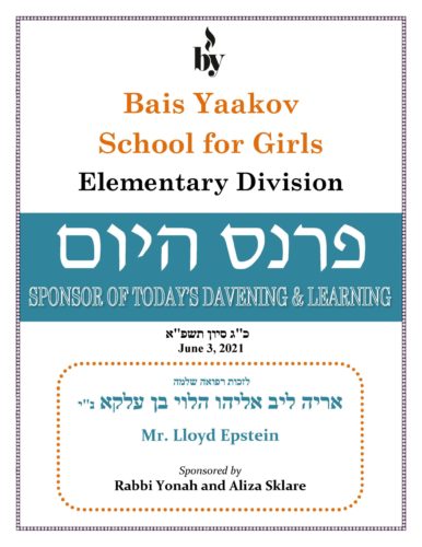 Lzchus Refuah Sheleimah Aryeh Leib Eliyahu Halevi ben Elka DODL 6_3_21 Lzchus Refuah Sheleimah Aryeh Leib Eliyahu Halevi ben Elka DODL 6_3_21