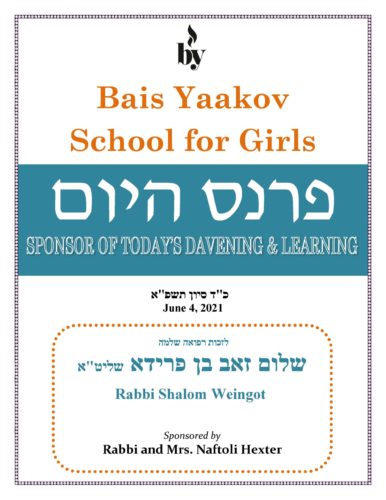 Lzchus Refuah Sheleimah Shalom Zev ben Fraida DODL 6_4_21 Lzchus Refuah Sheleimah Shalom Zev ben Fraida DODL 6_4_21