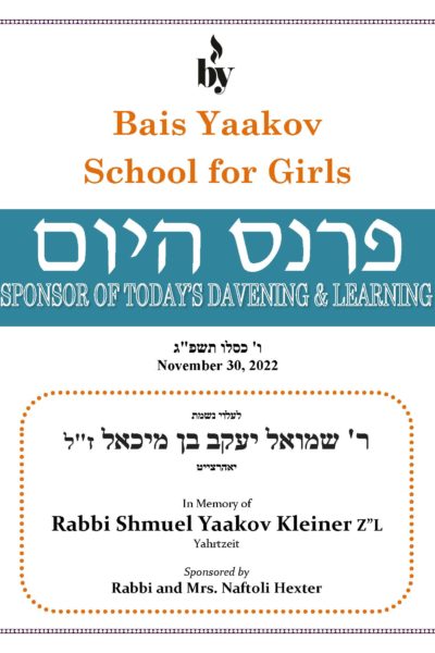 In Memory of R' Shmuel Yaakov Kleiner 11_30_2022 In Memory of R' Shmuel Yaakov Kleiner 11_30_2022